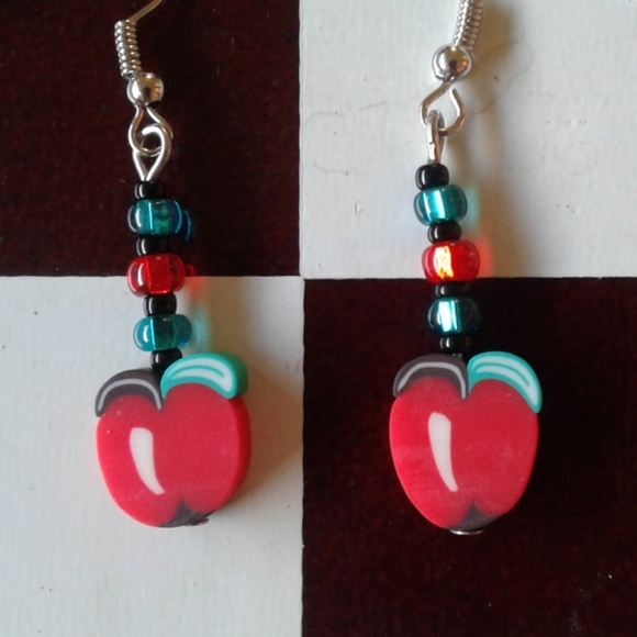 Jewelry - NWT Handmade Fruit Dangle Earrings Apple